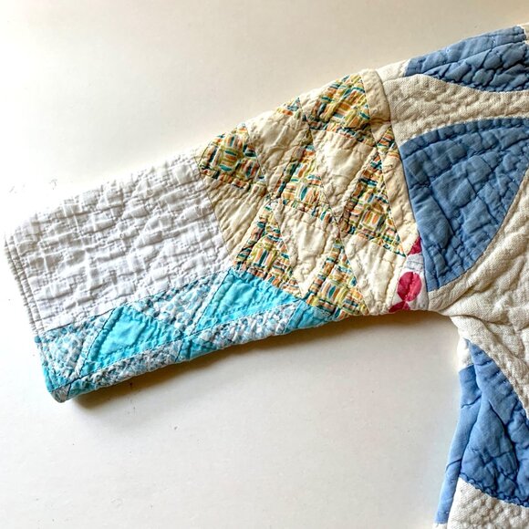 Handmade Toddler Hooded Jacket Made from Vintage Quilts 18 mo Sailor Blue White - Picture 8 of 11